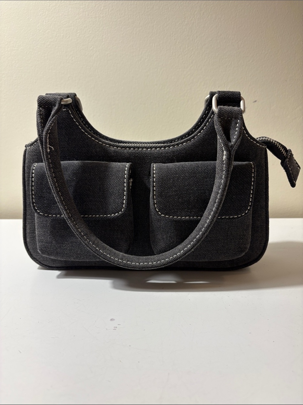 brandy melville black canvas shoulder bag